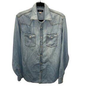 J. Crew Jeans WESTERN chambray blue denim work shirt M Classic NEW CONDITION